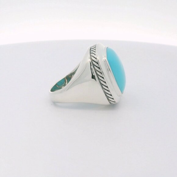 David Yurman Albion Sterling Large Turquoise Ring - Size 8 - Picture 4 of 4